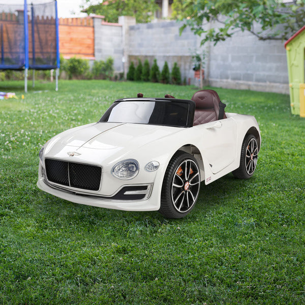 Rigo Kids Bentley Ride On Car Licensed Electric Toys 12V Battery Remote Cars White Kids Ride On Toys
