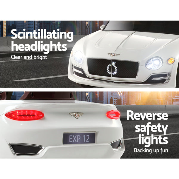 Rigo Kids Bentley Ride On Car Licensed Electric Toys 12V Battery Remote Cars White Kids Ride On Toys