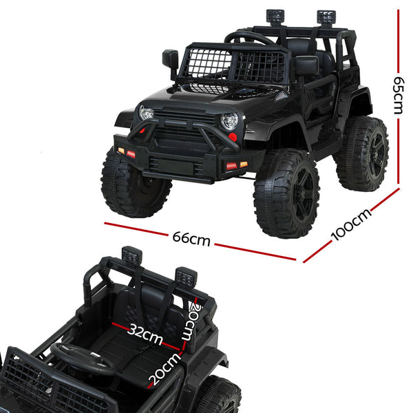 Rigo Kids Ride On Car Electric 12V Toys Jeep Battery Remote Control Black Kids Ride On Toys