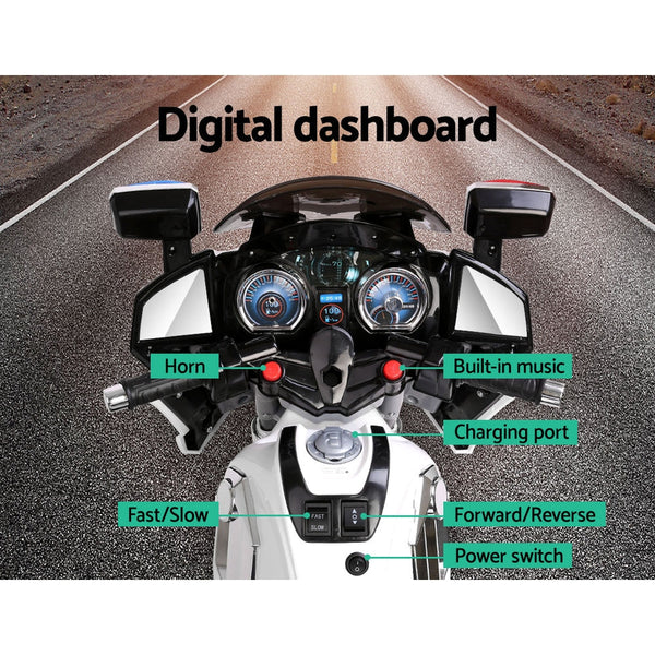 Rigo Kids Ride On Motorbike Motorcycle Car White Kids Ride On Toys