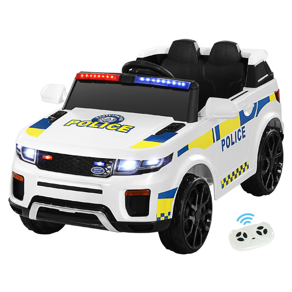 Rigo Kids Ride On Car Electric Patrol Police Toy Cars Remote Control 12V White Kids Ride On Toys
