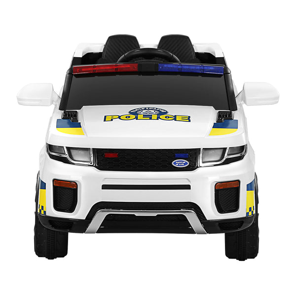 Rigo Kids Ride On Car Electric Patrol Police Toy Cars Remote Control 12V White Kids Ride On Toys