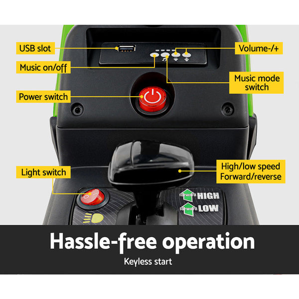 Rigo Kids Ride On Car Tractor Trailer Toy Electric Cars 12V Battery Green Kids Ride On Toys