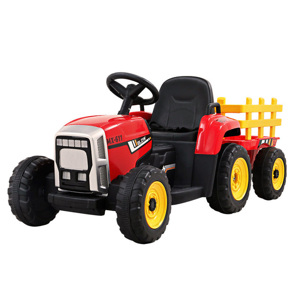 Rigo Kids Ride On Car Tractor Trailer Toy Electric Cars 12V Battery Red Kids Ride On Toys