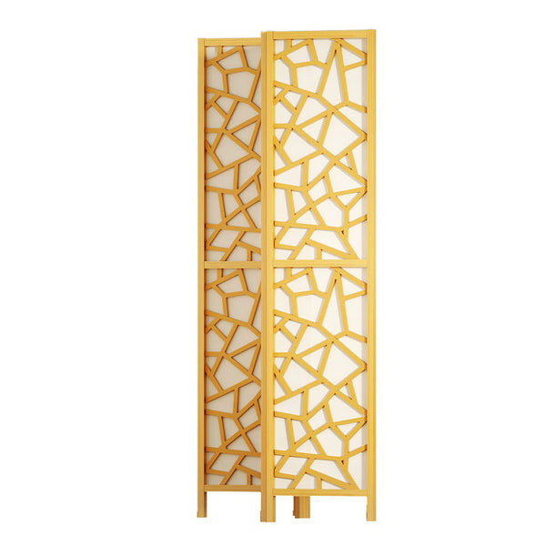 Artiss Clover Room Divider Screen Privacy Wood Dividers Stand 4 Panel Natural Screens & Room Dividers