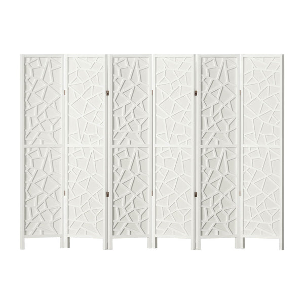 Artiss Clover Room Divider Screen Privacy Wood Dividers Stand 6 Panel White Screens & Room Dividers