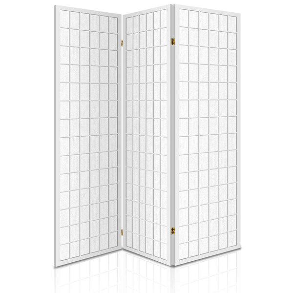 Artiss Room Divider Screen Wood Timber Dividers Fold Stand Wide White 3 Panel Screens & Room Dividers