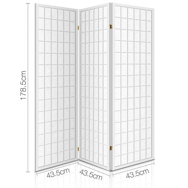 Artiss Room Divider Screen Wood Timber Dividers Fold Stand Wide White 3 Panel Screens & Room Dividers
