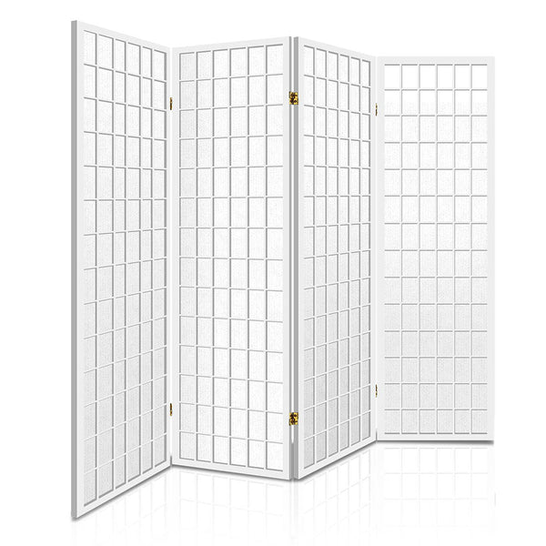 Artiss Room Divider Screen Wood Timber Dividers Fold Stand Wide White 4 Panel Screens & Room Dividers