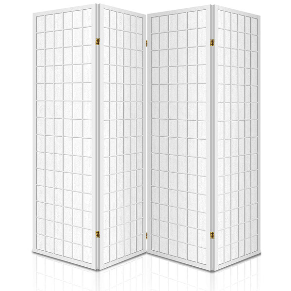 Artiss Room Divider Screen Wood Timber Dividers Fold Stand Wide White 4 Panel Screens & Room Dividers