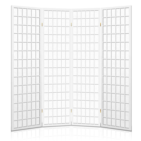 Artiss Room Divider Screen Wood Timber Dividers Fold Stand Wide White 4 Panel Screens & Room Dividers