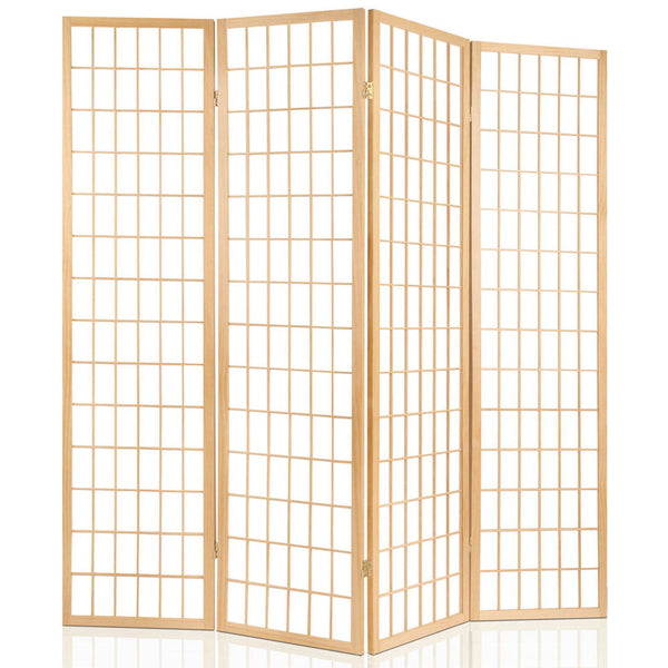 Artiss Room Divider Screen Wood Timber Dividers Fold Stand Wide Beige 6 Panel Screens & Room Dividers
