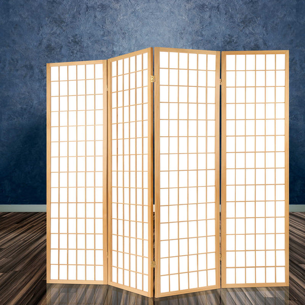 Artiss Room Divider Screen Wood Timber Dividers Fold Stand Wide Beige 6 Panel Screens & Room Dividers