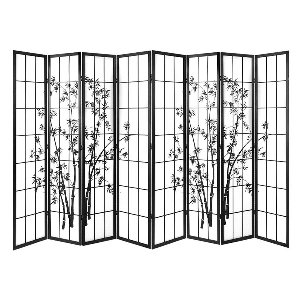 Artiss Room Divider Screen Privacy Dividers Pine Wood Stand Black White 8 Panel Screens & Room Dividers