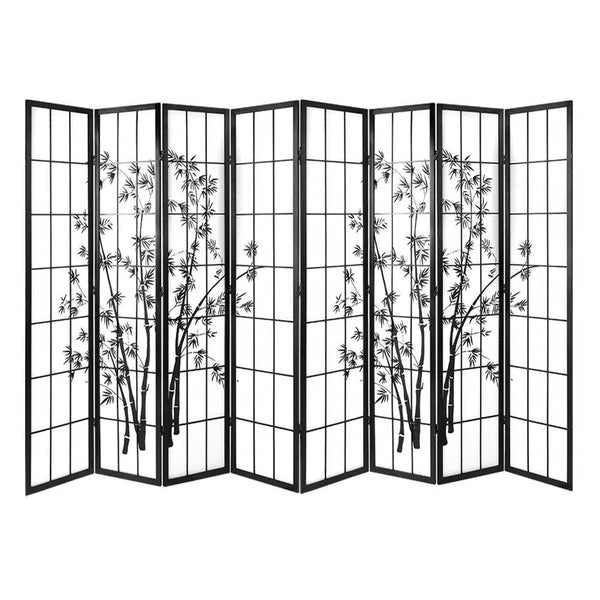 Artiss Room Divider Screen Privacy Dividers Pine Wood Stand Black White 8 Panel Screens & Room Dividers