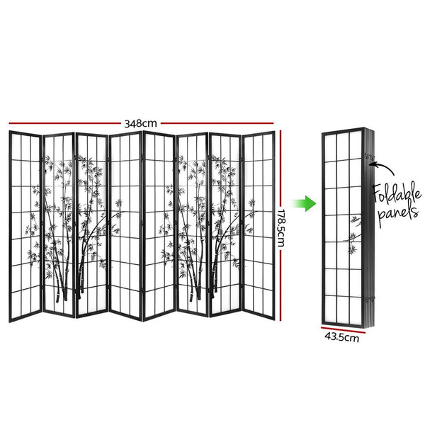 Artiss Room Divider Screen Privacy Dividers Pine Wood Stand Black White 8 Panel Screens & Room Dividers
