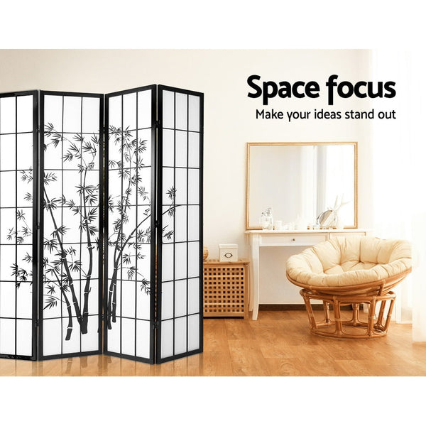 Artiss Room Divider Screen Privacy Dividers Pine Wood Stand Black White 8 Panel Screens & Room Dividers