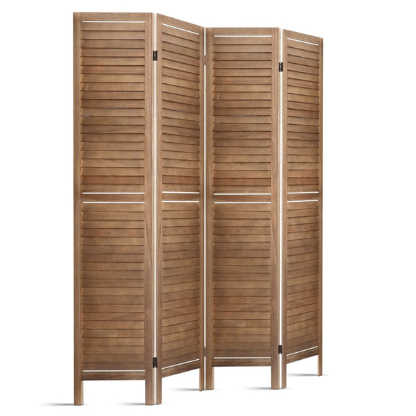 Artiss Room Divider Privacy Screen Foldable Partition Stand 4 Panel Brown Screens & Room Dividers