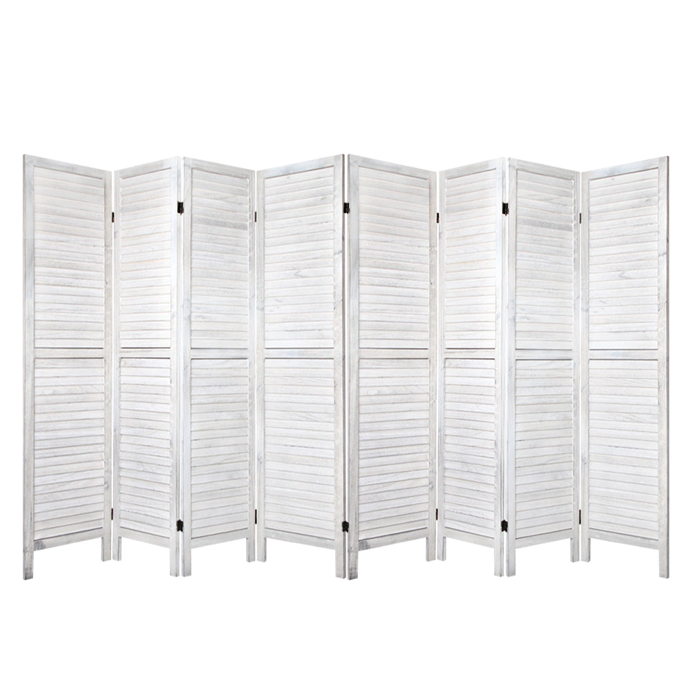 Artiss Room Divider Screen 8 Panel Privacy Wood Dividers Stand Bed Timber White Screens & Room Dividers
