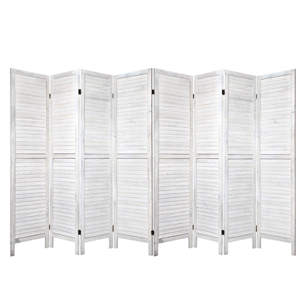 Artiss Room Divider Screen 8 Panel Privacy Wood Dividers Stand Bed Timber White Screens & Room Dividers