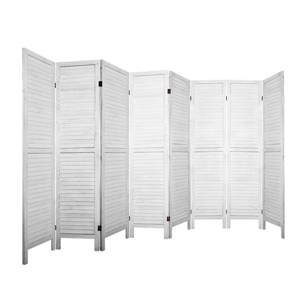 Artiss Room Divider Screen 8 Panel Privacy Wood Dividers Stand Bed Timber White Screens & Room Dividers
