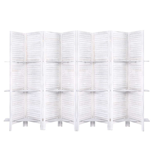 Artiss Room Divider Screen 8 Panel Privacy Foldable Dividers Timber Stand Shelf Ink Cartridges