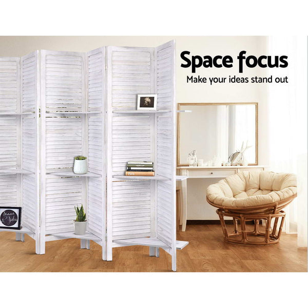Artiss Room Divider Screen 8 Panel Privacy Foldable Dividers Timber Stand Shelf Ink Cartridges