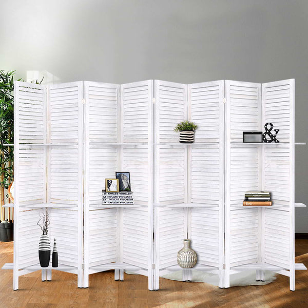 Artiss Room Divider Screen 8 Panel Privacy Foldable Dividers Timber Stand Shelf Ink Cartridges