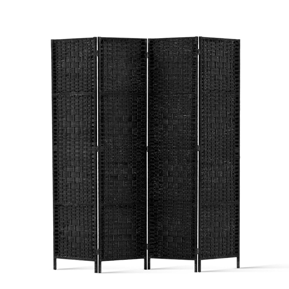 Artiss 4 Panel Room Divider Screen Privacy Timber Foldable Dividers Stand Black Screens & Room Dividers