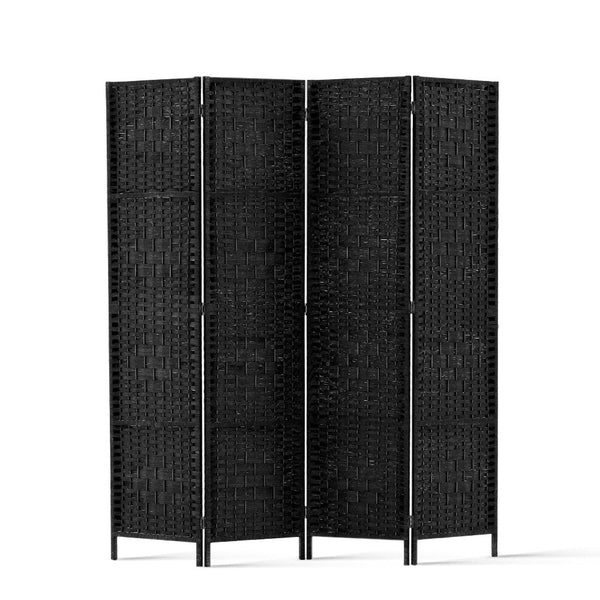 Artiss 4 Panel Room Divider Screen Privacy Timber Foldable Dividers Stand Black Screens & Room Dividers