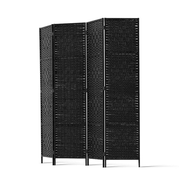 Artiss 4 Panel Room Divider Screen Privacy Timber Foldable Dividers Stand Black Screens & Room Dividers