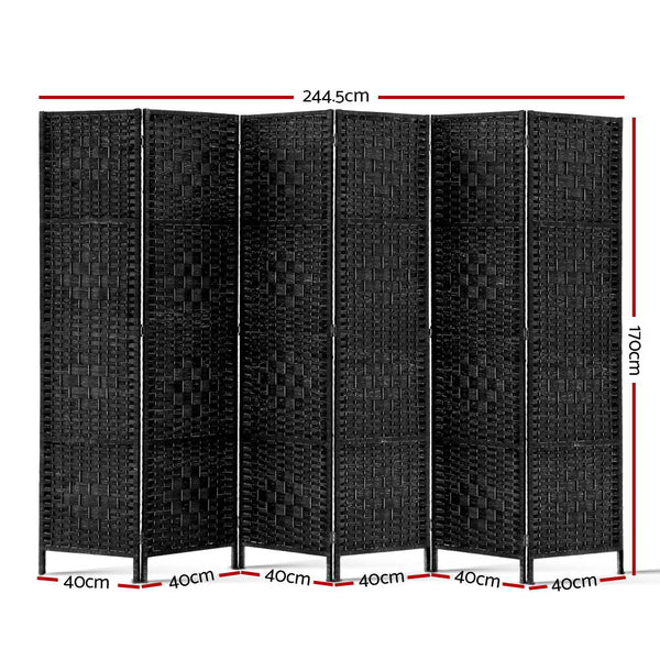 Artiss 6 Panel Room Divider Screen Privacy Timber Foldable Dividers Stand Black Screens & Room Dividers