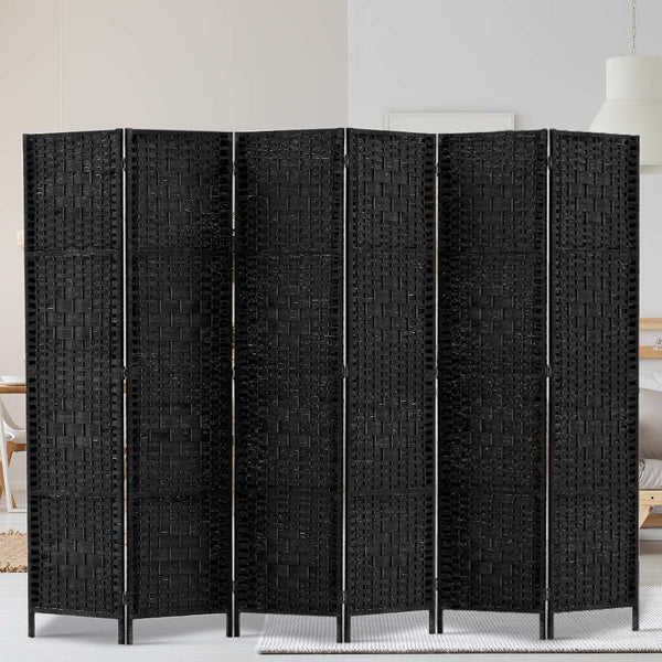 Artiss 6 Panel Room Divider Screen Privacy Timber Foldable Dividers Stand Black Screens & Room Dividers