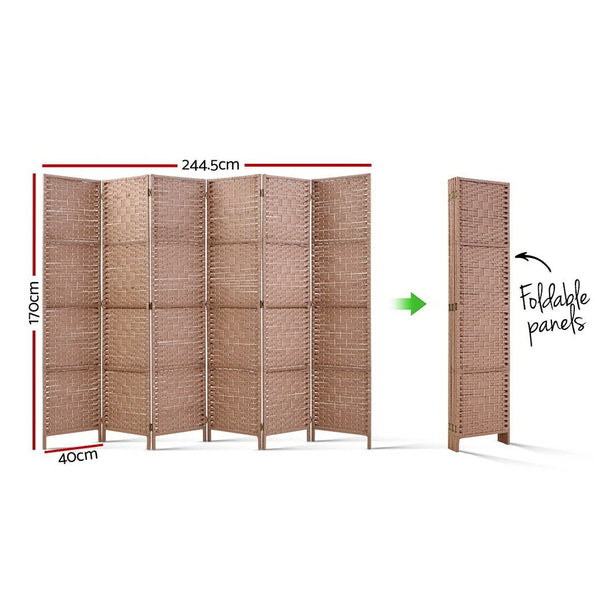 Artiss 6 Panel Room Divider Screen Privacy Timber Foldable Dividers Stand Natural Screens & Room Dividers