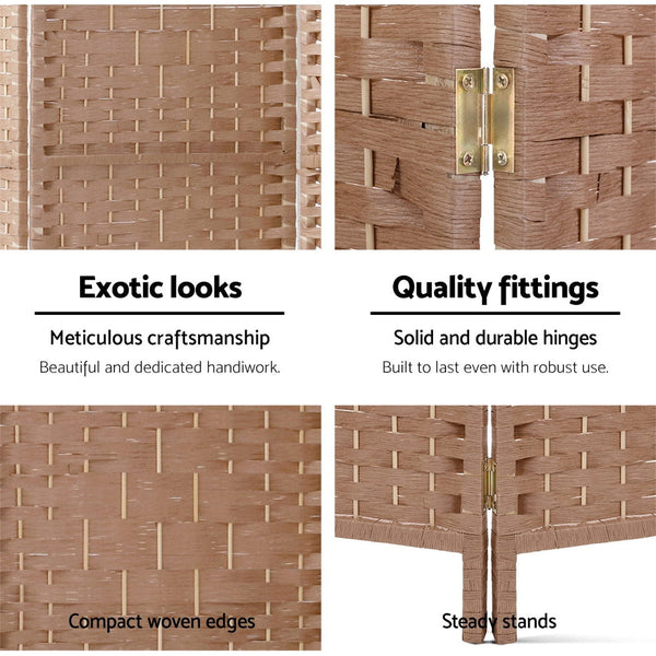 Artiss 8 Panel Room Divider Screen Privacy Timber Foldable Dividers Stand Natural Screens & Room Dividers