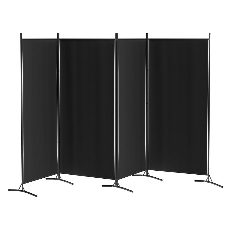 Artiss 4 Panel Room Divider Screen 345X180cm Fabric Black Screens & Room Dividers
