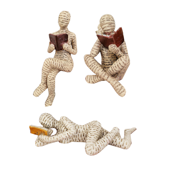 Reading Thoughtful Woman Resin Ornament Bookshelf Decor Sculptures & Figurines