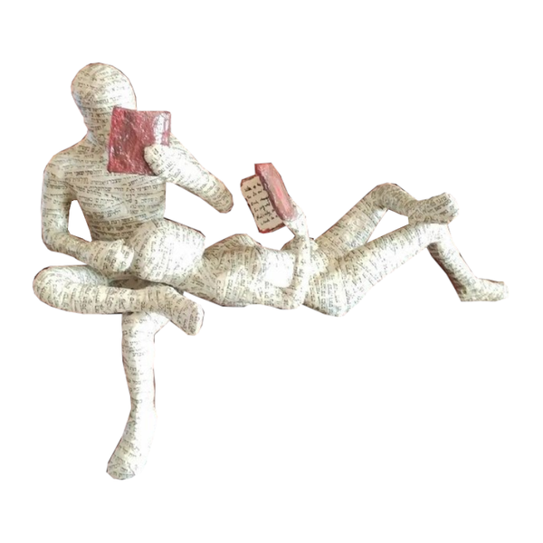 Reading Thoughtful Woman Resin Ornament Bookshelf Decor Sculptures & Figurines