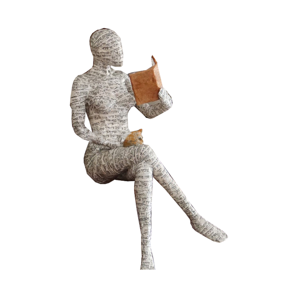 Reading Thoughtful Woman Resin Ornament Bookshelf Decor Sculptures & Figurines