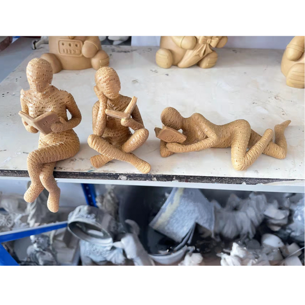 Reading Thoughtful Woman Resin Ornament Bookshelf Decor Sculptures & Figurines