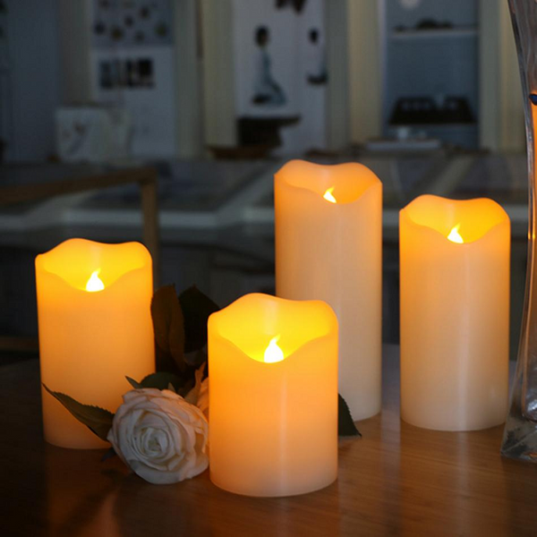 Real Wax Flameless Pillar Candle Home Decor