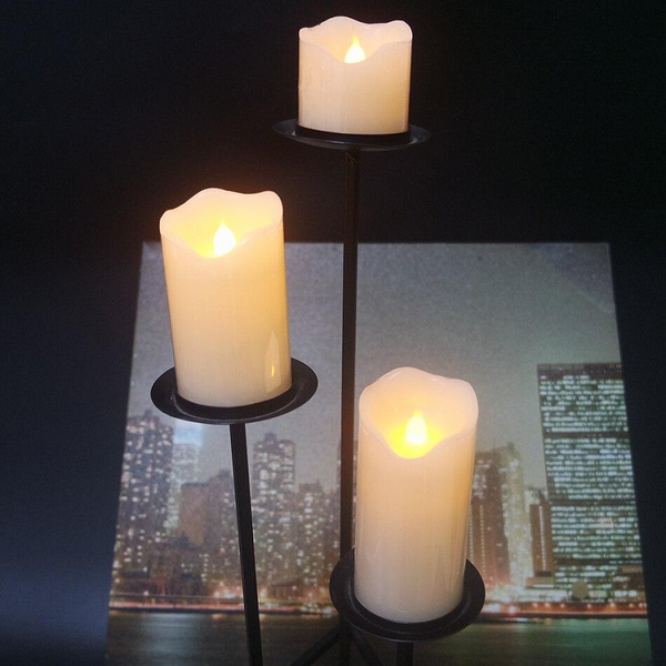 Real Wax Flameless Pillar Candle Decor Candles