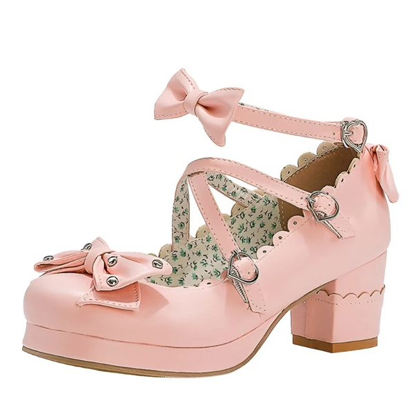 Women Mary Janes Pumps Bowtie Princess Lolita Shoes High Heel Size 48 Heels