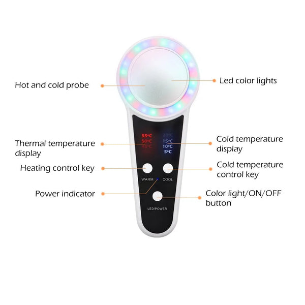 Rechargeable Beauty Device Hot Cold Therapy Facial Lift Firming Massager Anti Aging Products