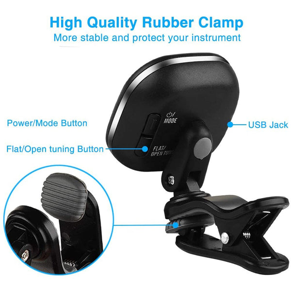 Rechargeable Guitar Tuner Clip On Lcd For Chromatic Tuning Violin Ukulele Accessories Wst 670 Guitar Accessories