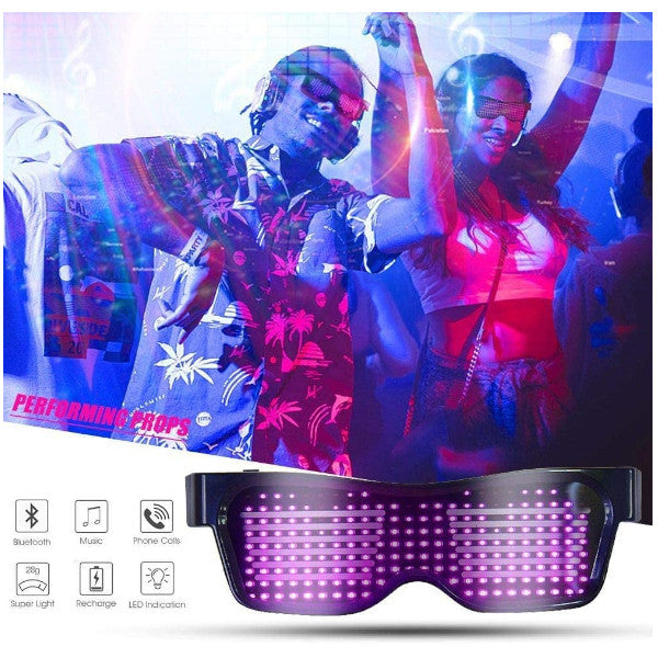 Rechargeable Bluetooth Dynamic App Glowing Glasses Usb Suitable For Christmas Bar Party Purple Glow Sticks & Glow Jewellery