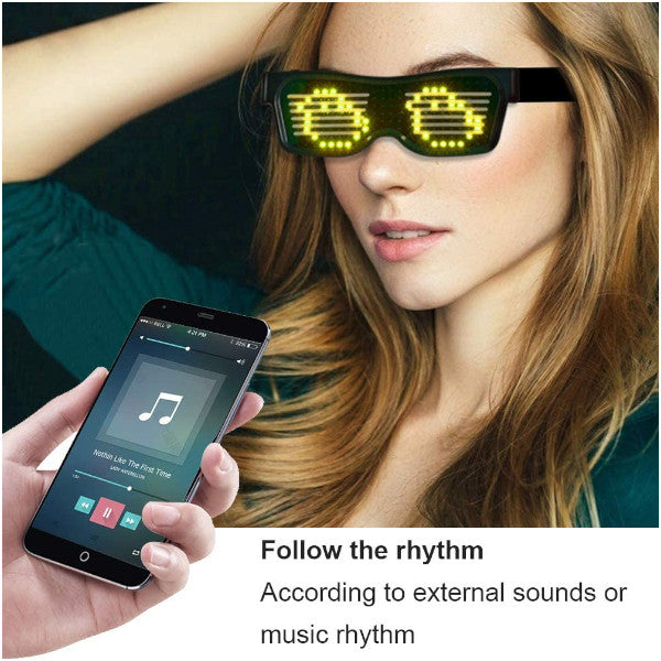Rechargeable Bluetooth Glowing Glasses Dynamic App Usb Suitable For Christmas Bar Party Yellow