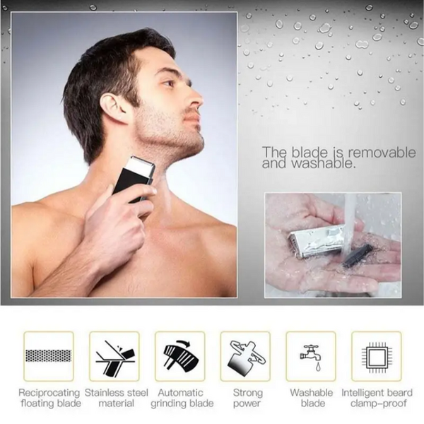 Rechargeable Travel Electric Slim Shaver Men Razor Beard Pop Up Trimmer