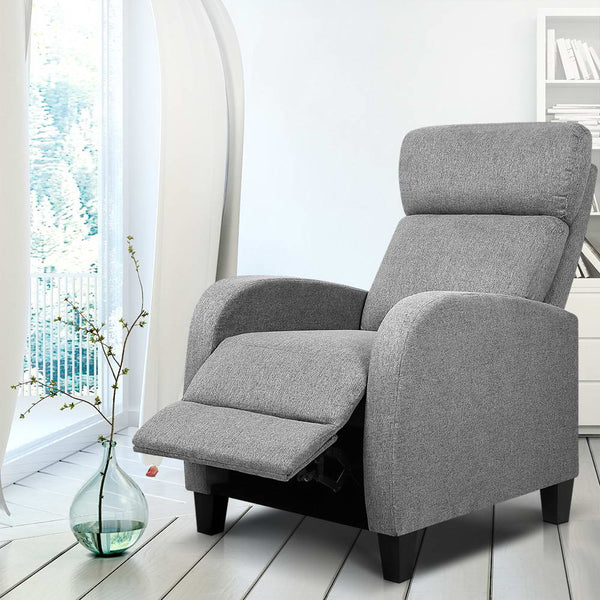 Artiss Fabric Reclining Armchair Grey Sofas Armchairs & Couches