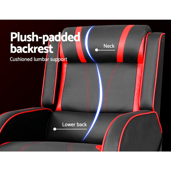 Artiss Recliner Chair Gaming Racing Armchair Lounge Sofa Chairs Leather Black Ink Cartridges